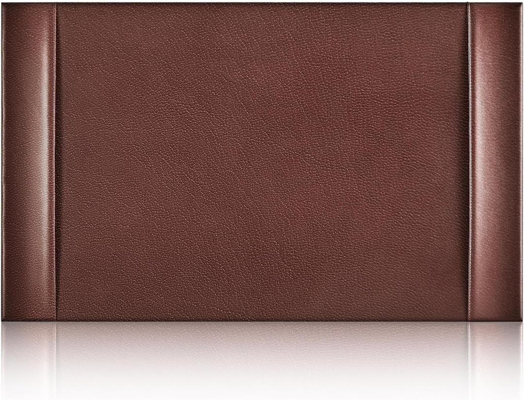 30 x 18 Inch Leather Desk Pad Protector with Side Rails, Executive Office Desk Mat for Home Workspace, Writing Surface, Mouse & Keyboard Pad, Elegant Gift for Men Dad Husband (Brown)