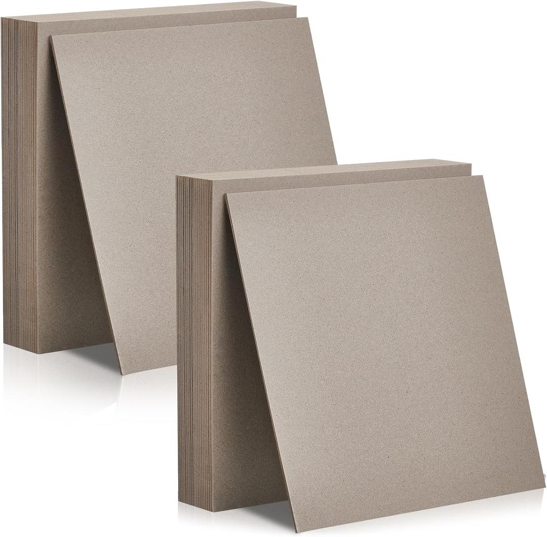 Lewtemi 50 Pcs Book Board, Binders Board Chipboard Designer Bookboard Kraft Heavy Duty Chipboard Sheets Bookbinding Supplies for Book Binding Cover (Gray,12 x 12 Inch, 50 PT)