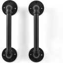Pipe Barn Door Handle Industrial Rustic Farmhouse Grab Bar Handrail 12 Inch Set of 2(Black)