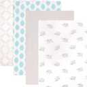 Luvable Friends Unisex Baby Cotton Flannel Receiving Blankets, Elephant 4-Pack, One Size