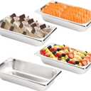 TOPZEA Set of 4 Stainless Steel Steam Table Pan 1/3 Size, 2.5" Deep Anti-Jam Breading Tray, Buffet Dinner Food Serving Hotel Pan for Food Warmer, Preparing Bread-Crumb Dish, Marinating Meat