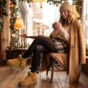 FINIWOR Snow Boots for Women Waterproof, Warm Fur Lined Mini Womens Boots Winter, Fall Ankle Boots Platform Non-slip (Brown)