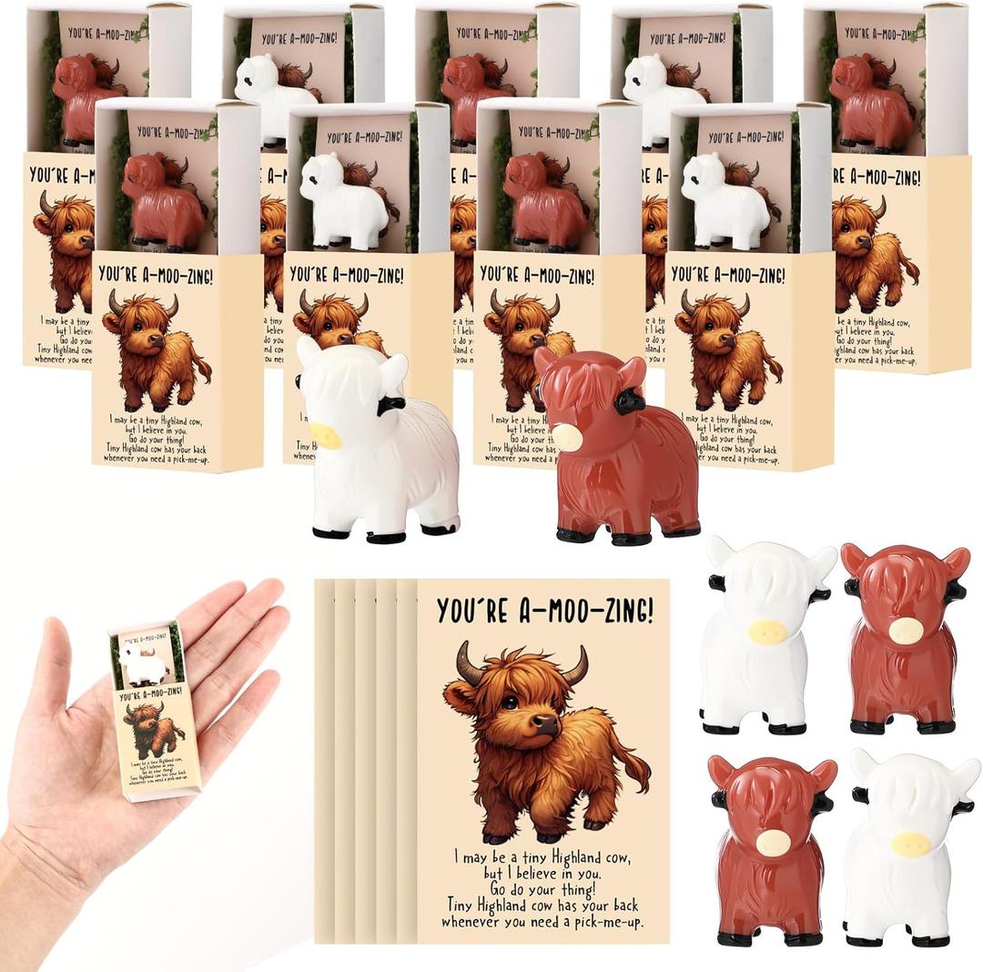 36 Pcs Valentines Gifts for Office Coworkers Staff Employee Teacher Emotional Nuggets Support Cards Valentines Day Gifts for Coworkers Work Team Desk Decor (Highland Cow)