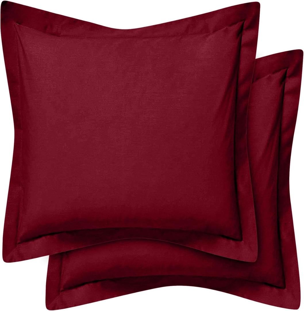 Cotton Metrics Heavy Quality European Square Pillow Shams Set of 2 Burgundy 600TC 100% Organic Cotton Euro Pillow Shams 24x24 Pillow Cover, Cushion Cover Euro Size (Euro 24x24, Burgundy) (24" x 24" (Pack of 2))