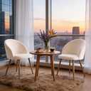 Lightdot Dining Chairs Set of 2, Velvet Comfortable Seats, Mid-Century Modern Living Room Chairs, Upholstered Kitchen Chairs with Wood-Grain Metal Legs for Dining Table, Bedroom, Easy Assembly, Beige, 20"W x 19"D x 31.5"H
