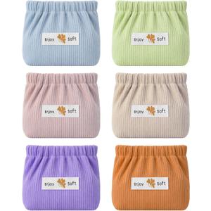 Jeffdad 6Pcs Corduroy Elastic Hair Tie Organizer, Cute Makeup Purse Portable Travel Organizer Bag Multipurpose Cosmetic Accessories Storage 6 Colors