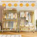 ULIFHOME P4 Plus Rolling Clothes Rack Heavy Duty, Clothing Racks for Hanging Clothes, Free Standing Garment Racks with Wheels, Portable Closet Rack 45'' W 20.5'' D 80.5'' H, Max Load 570 Lbs, Gold