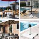 45lbs Patio Umbrella Base - Heavy Duty Outdoor Patio Market Umbrella Stand for Deck with Rollers, Poolside, Balcony, Wind-Resistant Design, White
