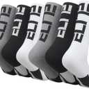 Basketball Crew Socks for Men and Women, Cushion Performance Athletic Basketball Socks (Medium, Black/White/Grey - Elite Crew Socks (6 Pairs))