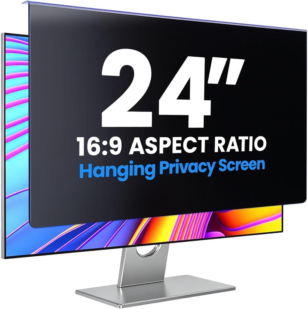 Computer Privacy Screen Filter 24" Hanging Privacy Screen Protector Compatible Widescreen Computer Monitor with Aspect Ratio 16:9,Anti-Glare Privacy Screen Protector for 23.6" 23.8" Monitor