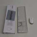 Rechargeable Wireless Keyboard Mouse Combo - Seenda Full Size Cordless Keyboard & Mouse Sets with Build-in Lithium Battery Ultra Thin Quiet Keyboard Mice - Silver and White
