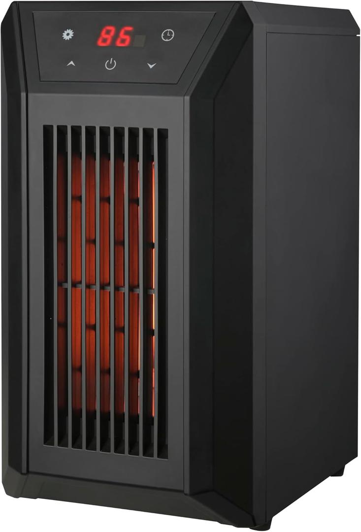 Comfort Glow Electric Infrared Quartz Heater with Remote, 6-Element Space Heater with Temperature Control, Overheat & Tip-Over Shut Off Protection, 3 Heat Settings - Indoor Use for Home Office Bedroom