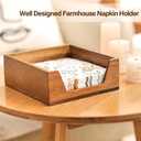 Napkin Holder for Table, Wooden Napkin Dispenser with Side Large Opening for Paper Napkins, Farmhouse Style Square Napkin Holder, Home Kitchen Dining Tabletop Decor