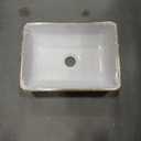 J-FAMILY 14.5'' x 10.6'' Small Vessel Sink Bathroom Above Counter White Porcelain Ceramic Rectangular Sink Bowl Gold Trim Decoration Small Vanity Sink Lavatory Wash Basin