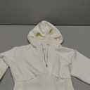 Women's Half Zipper Cropped Sweatshirts Casual Long Sleeve Tops With Thumb Hole, Size 7-8, Ivory