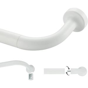 Matte White Curtain Rod for Windows 16 to 28 Inch, Internal Splicing 1 Inch Diameter Disc, Adjustable Room Darkening Curtain with Aluminum Finials and Brackets, Wrap Around Design