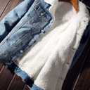 Springrain Men's Sherpa Fleece Lined Denim Jacket Warm Winter Trucker Jacket Cowboy Jean Jacket (L)