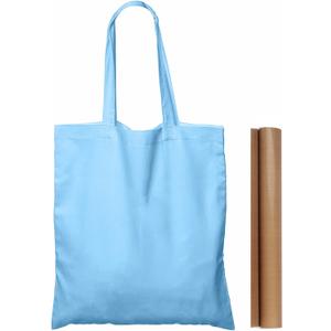 NPBAG 5 Pack 15'' X 16'' Baby Blue Cotton Tote Bags, Blank Bulk Cloth bags with 1pc of PTFE Teflon Sheet (Medium)