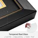 11x22 Diploma Frame with Tassel Holder, Graduate Frame for 8.5x11 Certificate Document and 4x6 Photo, Linen Texture Black over Gold Double Mats, HD Real Glass, Black with Gold Beads Embossing