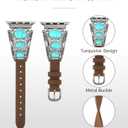 Minyee Leather Band Compatible with Apple Watch Band Women 42/46/38/40/41/44/45/49mm, Boho Western Turquoise Vintage Cowboy Retro Adjustable Strap for iWatch Series 11 10 9 SE 8 7 6 5 4 3 2 1 Ultra