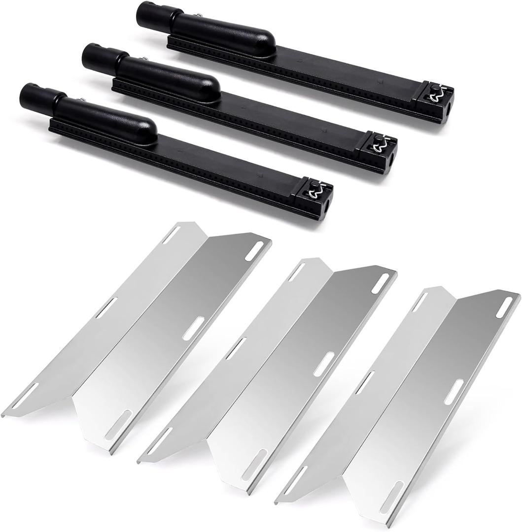 Grill Parts for Jenn-Air 720-0061-LP 720-0099-NG 720-0100-NG 720-0171, 3 Pack Heat Plates and Cast Iron Grill Burners for Jennair Jenn Air 720-0061 Gas Grill Models
