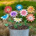 Metal Flowers for Outside, 8 Pack Decorative Garden Stakes with Spring Design, 16.5 Inch Handmade Iron Outdoor Metal Garden Decor, Flickering Daisy Yard Art for Patio Lawn