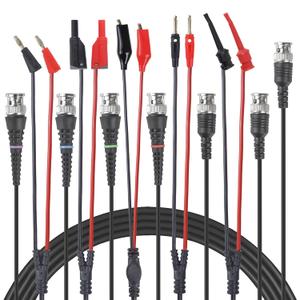 ZB-KIT16 Oscilloscope Probes,BNC to Alligator Clips, Mini Test Clips, Dual BNC Coaxial Cable, Stackable Banana Plug, Plugged Banana Plug (6 Pack)