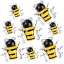 Otoolling 8 Pcs Metal Bee Wall Art Decor 3D Iron Honey Bee Wall Art Ornament Hanging Sculptures for Garden Outdoor Table Yard Greenhouse Fence Honeybee Baby Shower Decorations (4.5 Inch,5.5 Inch)