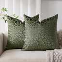 Pack of 2 Soft Neutral Pillow Covers, Geometric Pattern Design Decorative Throw Cases, Invisible Zipper Elegant Modern Home Decor for Couch Bedroom (Green, 18" x 18" (Pack of 2))