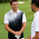 uideazone Mens Golf Shirt Dry Fit Athletic Polo Shirts Moisture Wicking Performance 3D Print Short Sleeve (White)