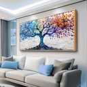 ERQINHUA Large Canvas Wall Art For Living Room Wood Framed Wall Decor For Bedroom Modern Office Decorations Colorful Wall Painting Tree Abstract Pictures Canvas Prints Artwork Home Decor 20x40 In