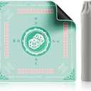 Mahjong Mat Table Cover 32x32 Inch Large American Mahjong Game with Game Rules, Travel Poker Playing Mats Portable cloth bag for 2025 Mahjongg Jongg Fans, Poker, Board Games and Dominoes(Blue)