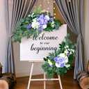 Petalivebioom Artificial Wedding Arch Flowers (Pack of 2), White Wedding Flowers for Wedding Welcome Ceremony Sign, Faux Floral Swags, Banquet and Reception Backdrop Floral Decoration (White & Purple)