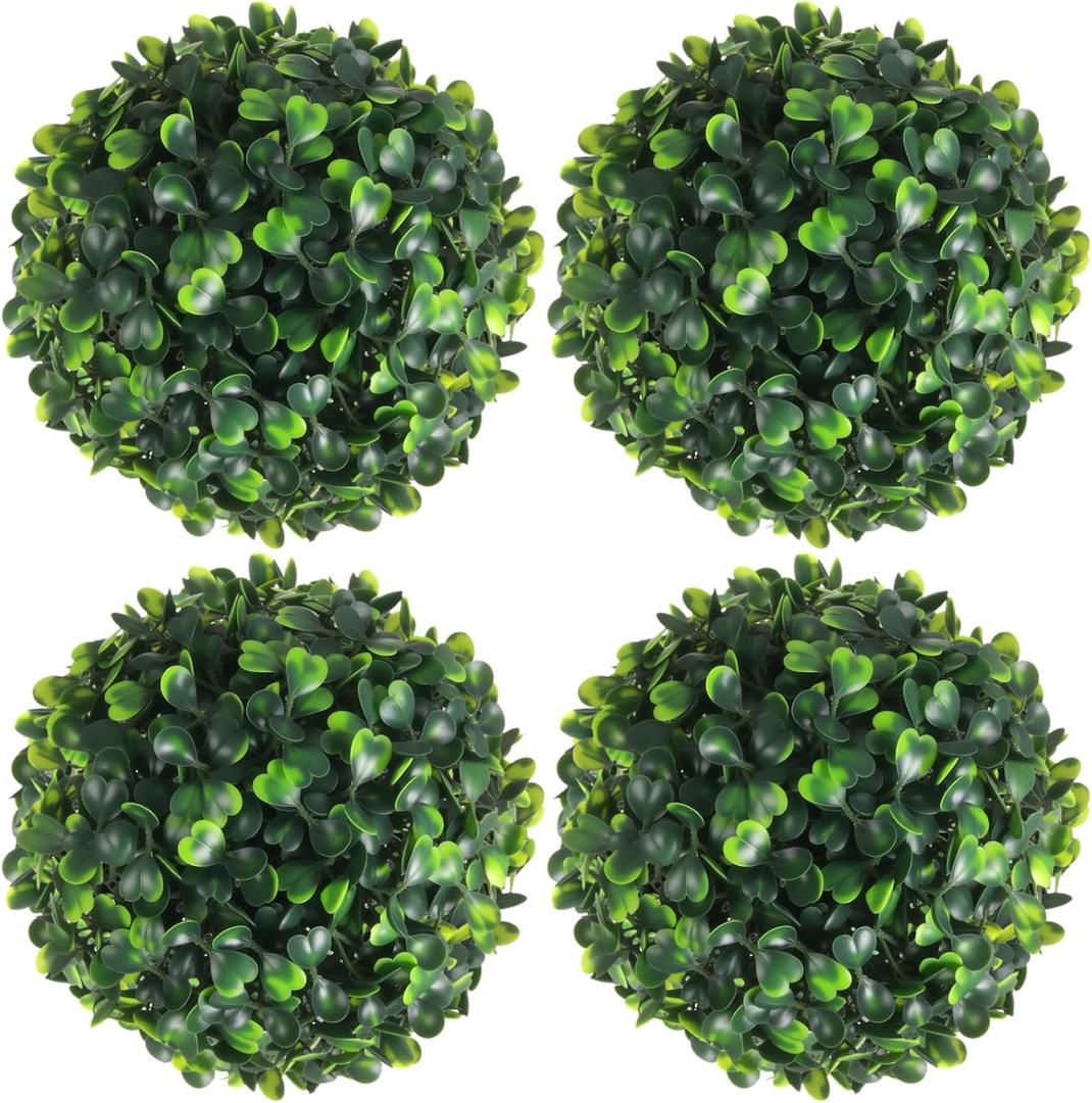 Hotop 4 Pcs Artificial Plant Topiary Ball 4 Layers Garden Spheres Boxwood Balls Artificial Topiaries Spheres Decorative Plants for Backyard, Balcony, Garden, Wedding, Indoor Outdoor Decor (5 Inches)
