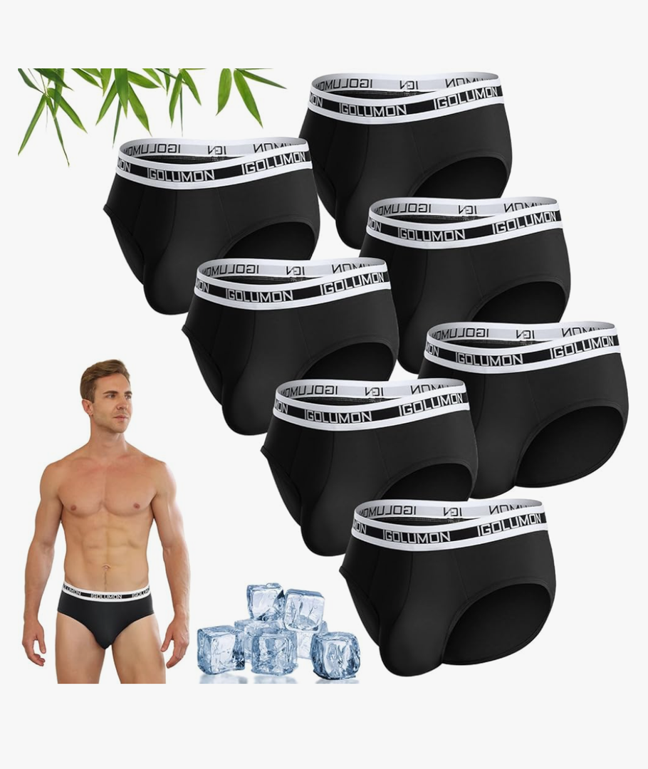 IGOLUMON Men's Underwear Briefs 7 Pack Bamboo Rayon Briefs for Men Support Pouch No Fly Tag-Free Rear Coverage Underwear 2 XL