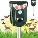 2 Pack Cat Repellent Outdoor Solar Ultrasonic Animal Repeller- Motion Activated Pest Deterrent Device for Cats, Dogs, Raccoons, Deer, Skunks,Rodents, Waterproof Scare Away Raccoon Deterrent Stakes