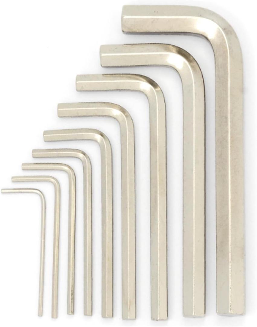 Long Arm Hex Key Wrench Set,8mm L Shaped Wrench,Allen Wrench Hexagon Key,Steel Nickel-Plated,Silver,Pack of 24 Pcs