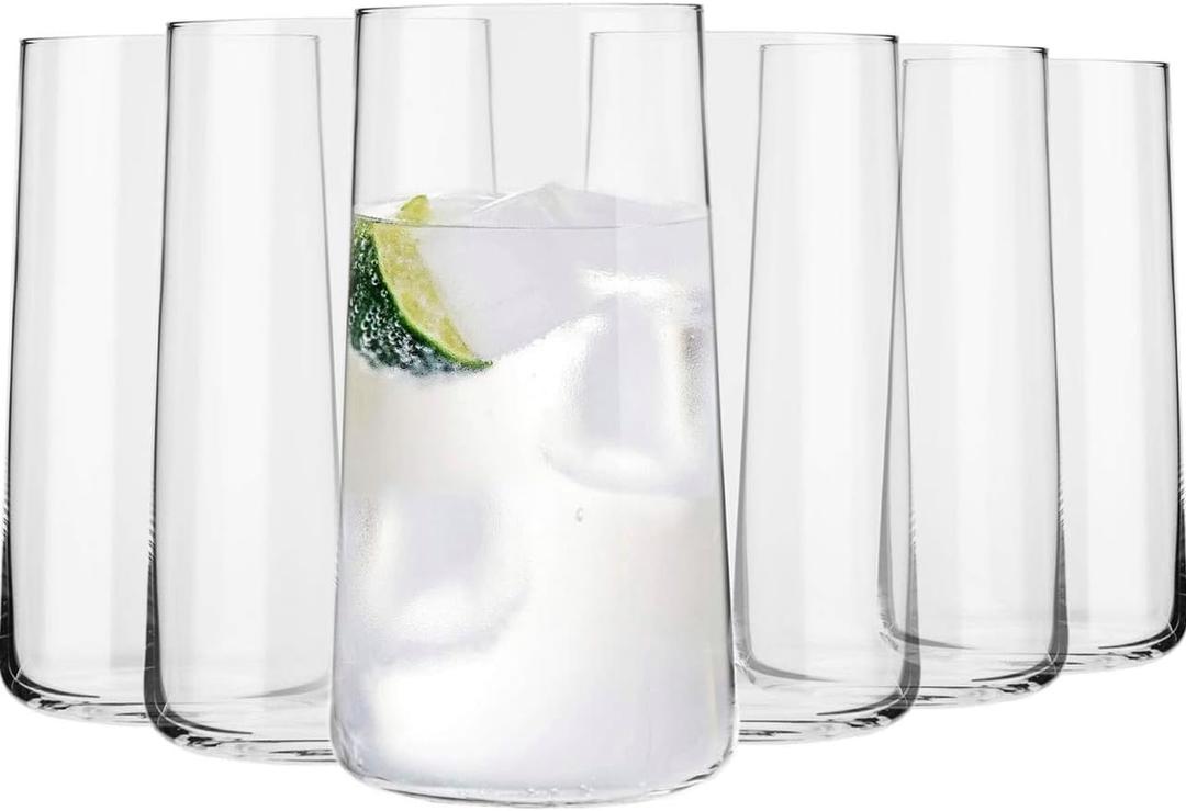 Krosno Tall Water Glasses, Set of 6, 18.3 oz, Avant-Garde Collection, Lightweight Crystal Glass, Perfect for Everyday, Dishwasher Safe, Made in Europe