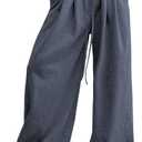 Aleumdr Wide Leg Sweatpants for Women 2025 Trendy Fashion High Waisted Drawstring Loose Long Pants with Pockets (X-Large, Blue)