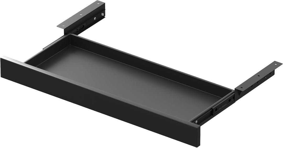 Under Desk Hanging File Organizer Drawer, Slim Lockable Storage Cabinet with Sliding Tray, Fits Letter/A4 Size, 18.5"x7.9"x1.4" for Office Home Standing Desk (BLACK)