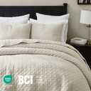 palassio Beige 100% Cotton Quilt California Cal King Size Bedding Sets with 2 Pillow Shams, Textured Oversized Lightweight Bedspread Shabby Chic Coverlet, Soft Bed Cover for All Season, 3 Pieces
