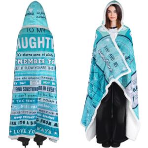 to My Daughter Gifts from Mom, Mother's Day Birthday Gift Sherpa Flannel Wearable Hoodie Blanket Gifts for Adult Daughter, Couch Blanket Hoodie Gift