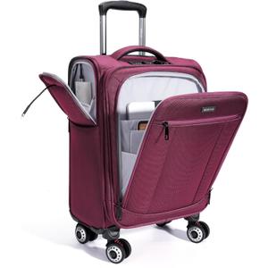 ECOHUB Carry On Luggage Airline Approved, 21 Inch Height Softside Carry On Suitcase with Spring Shock-Absorbing Spinner Wheels, Lightweight Travel Luggage with TSA Lock, Fits 22x14x9 Carry-On Bag