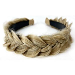 TOECWEGR Braided Headband WithTooth Wide Braid Messy Hair Hoop WomenFashion Hair Accessories (Dark gray light brown)