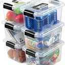 EOENVIVS Plastic Storage Bins with Lids 6 Packs, 7 Quart Storage Organizer Bins with Buckle-Up Latches and Handle, Stackable Storage Containers for Home Pantry Office Classroom Organization, Clear