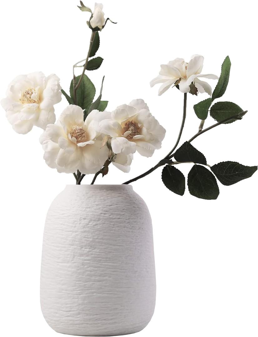 White Vases, Minimalist vase,Ceramic Vase,Modern Flower vase, Home Decor vases, Fits Everywhere, Best Decoration for Christmas, Mother's Day and Other Festivals, 5.9 Inch.(ZJ White)