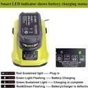 P117 Dual Chemistry 12V 14.4V 18V Battery Charger Replacement for Ryobi Charger ONE+ P117 P118 P119 P100 P101 P102 Lithium-Ion NiCd NiMh Battery
