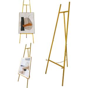 Iron Adjustable Arts & Crafts Easels,Lightweight Metal Easel Stand with Chain Support for Mirror,58 Inch Floor Easels for Display Wedding Sign (Gold)