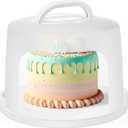 Baderke 10 Inch Round Cake Carrier with Lid and Handle - Two Sided Cake Holder & Box for Transport, Pie, Cupcake(White)