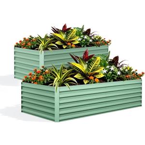Garvee 2PCS 8x4x2ft Galvanized Raised Garden Bed Outdoor,Rust-Resistant Raised Garden Beds for Gardening, Easy Assembly Outdoor Garden Box & Planters